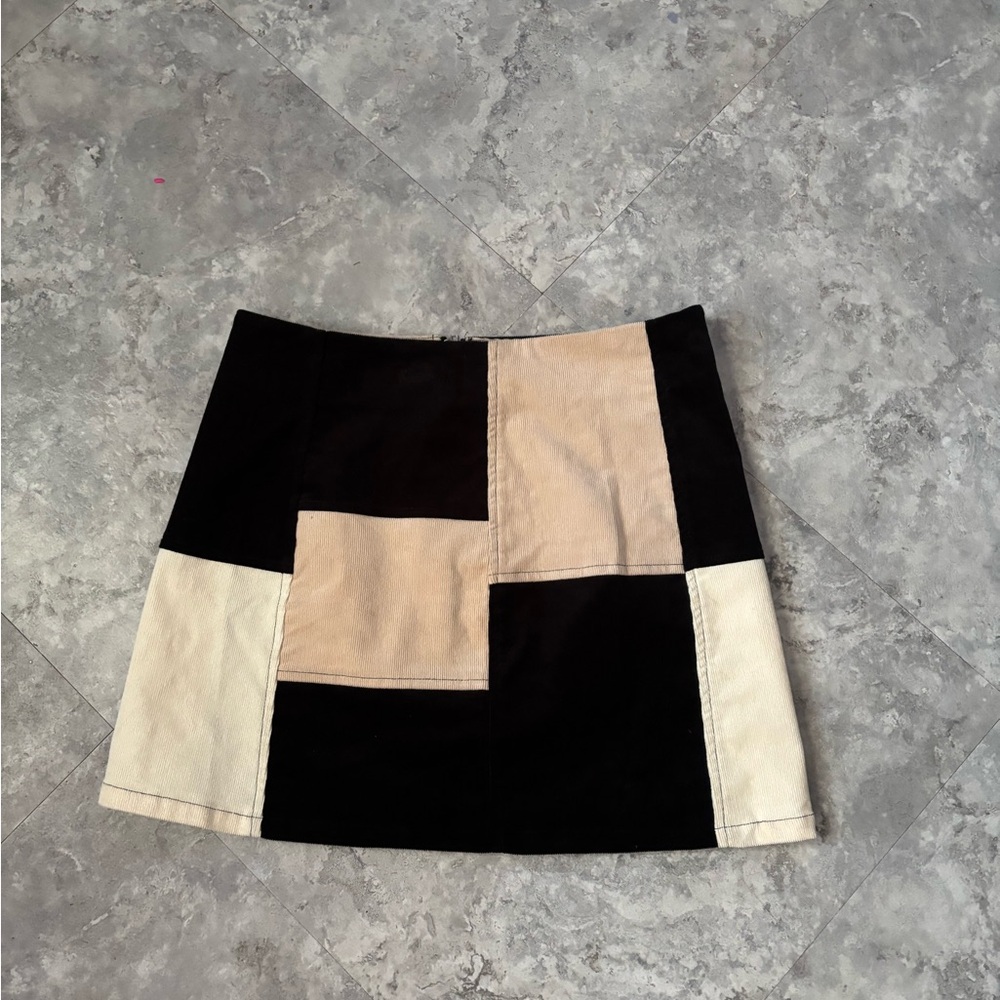 Rue21 Black and Cream Patchwork Mini Skirt